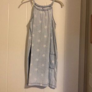 Star print denim dress